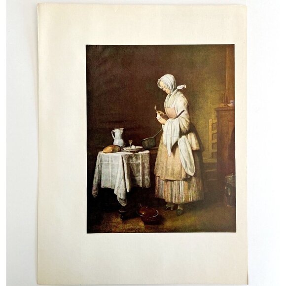 The Attentive Nurse Chardin Colorplate Art Print 1939 Antique LGADCP - Picture 3 of 3